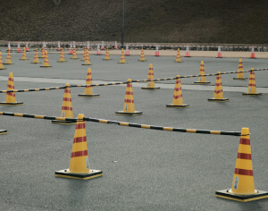 Traffic Pylons arranged for Road Test